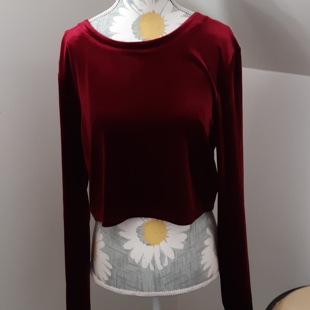 Cropped velvet shirt